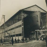 Tettoia "G" vista da terra - scalo coperto per la costruzione di piroscafi fino a 8000 t di portata lorda